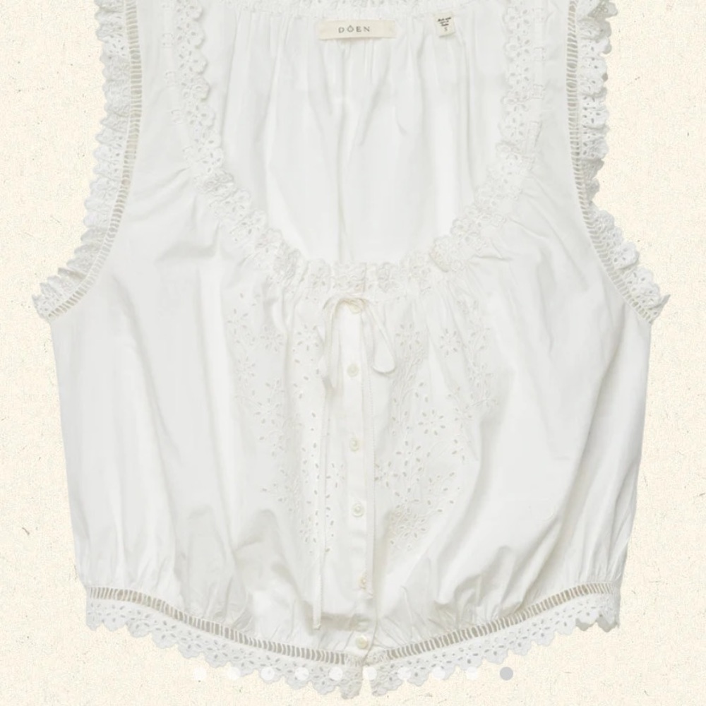 Doen White Eyelet Lace Crop Blouse - Picture 3 of 11